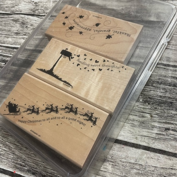 Retired Stampin’ Up!  Wandering Words Set of 4 rubber stamps great condition - Picture 2 of 4